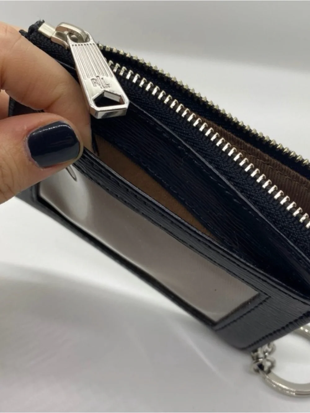 Lauren Ralph Lauren Black Textured Keyring Pouch